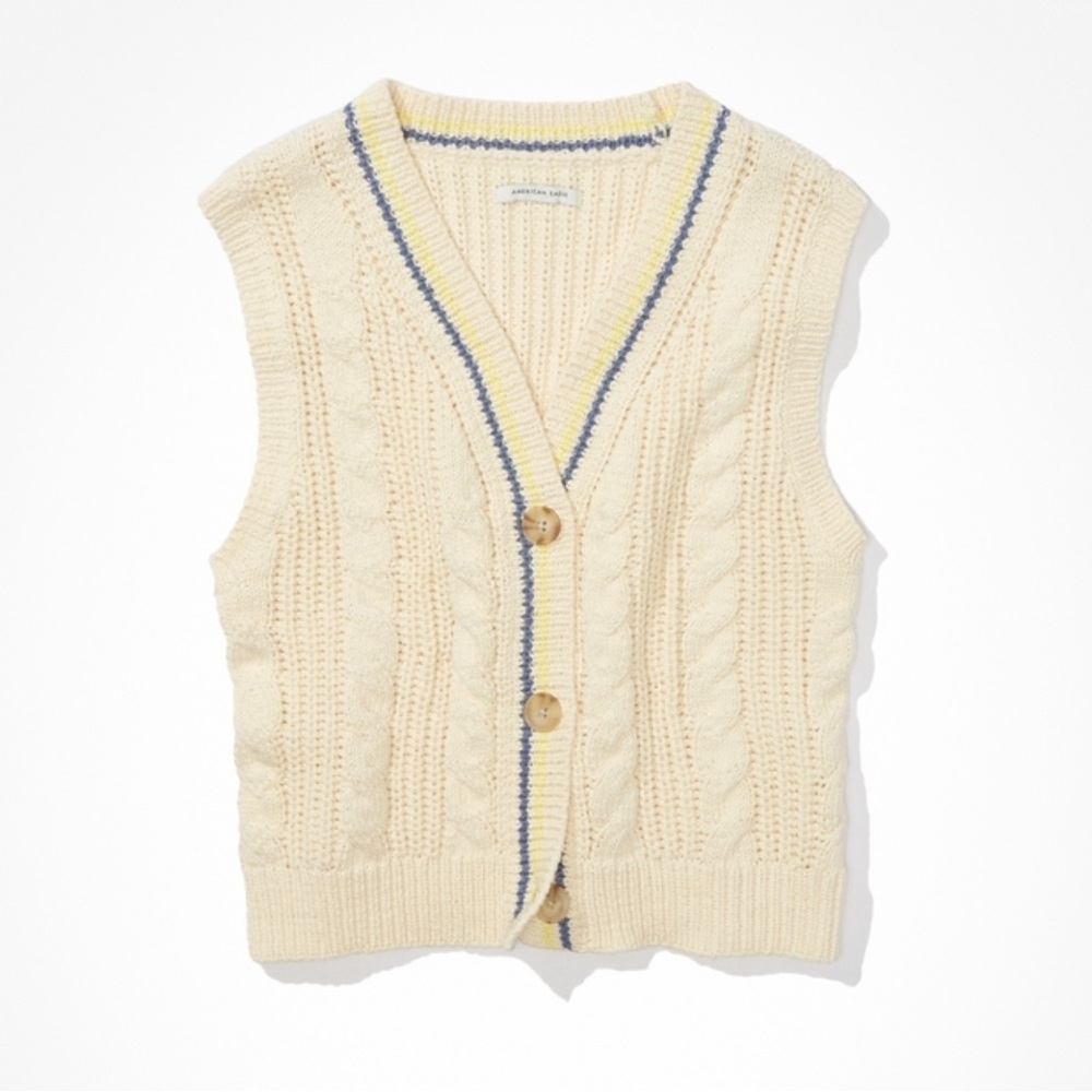 AE CROPPED BUTTON-UP CARDIGAN VEST - Picture 3 of 5
